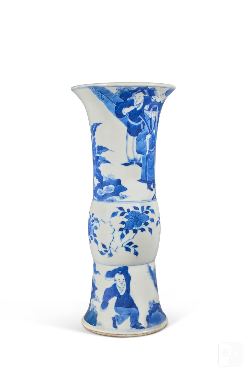 清康熙 青花人物紋小花觚  CHINA, QING DYNASTY, KANGXI PERIOD (1662-1722) - 图2